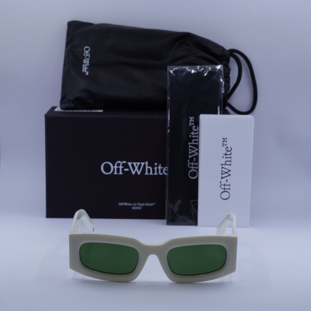 Off-White OERI141 CARY 0155 Rectangle Sunglasses – White/Green - Picture 3 of 10